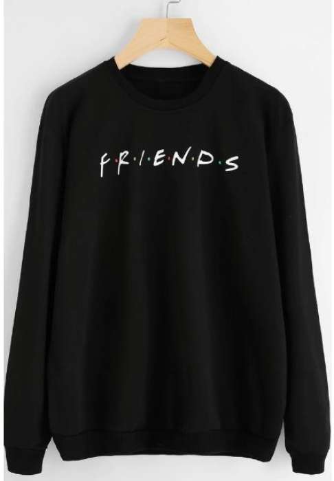 FRIENDS Printed Sweatshirt Black For Women - AceCart Warm Hooded Sweatshirt in Black