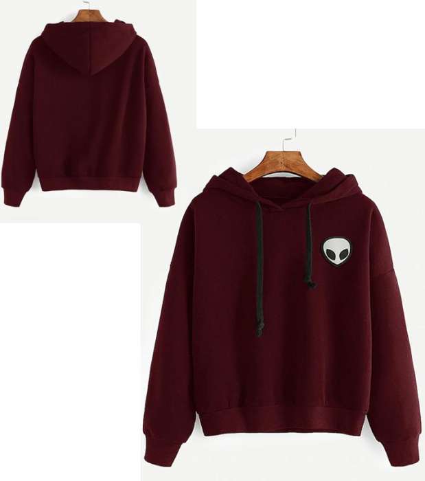 BINN Printed Maroon Hoodie For women - AceCart Warm Hooded Sweatshirt in Maroon