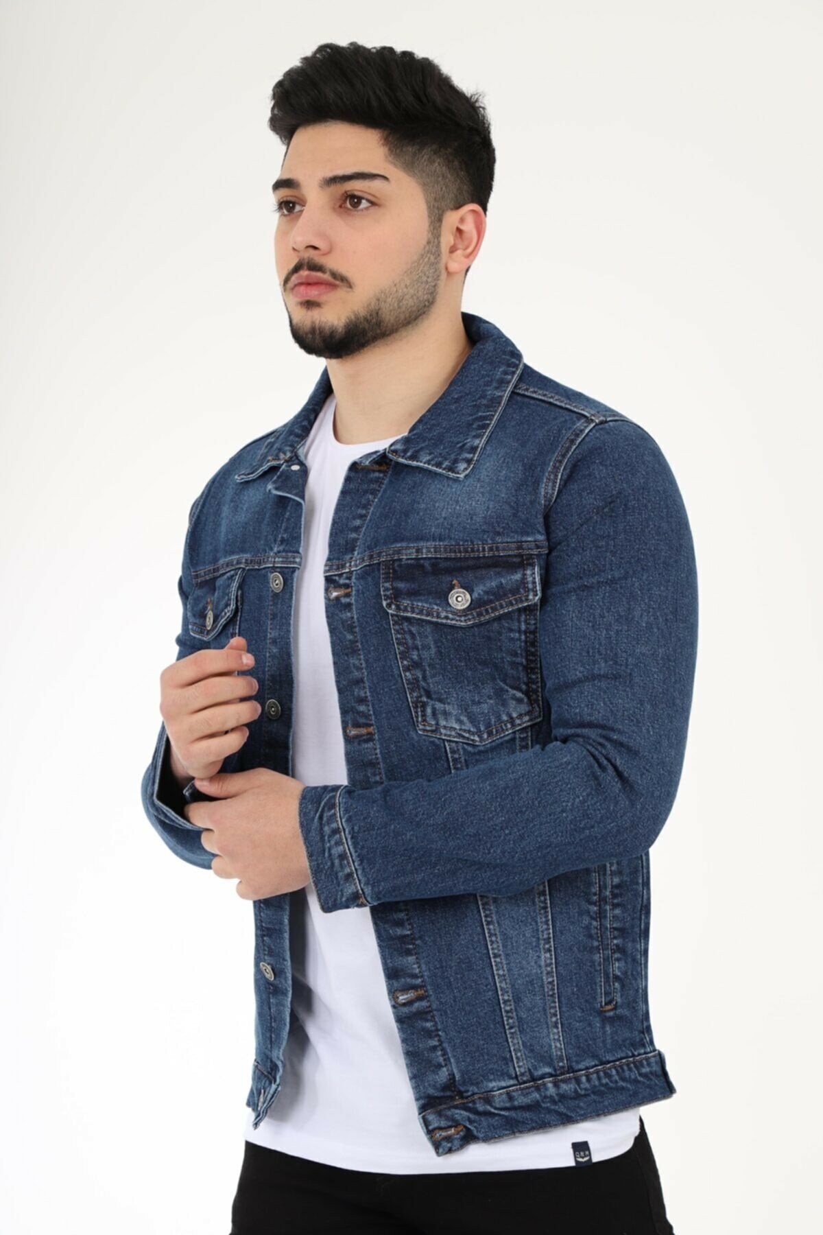 Ace Mens Denim Jacket Stretchable Fine Lycra M Blue