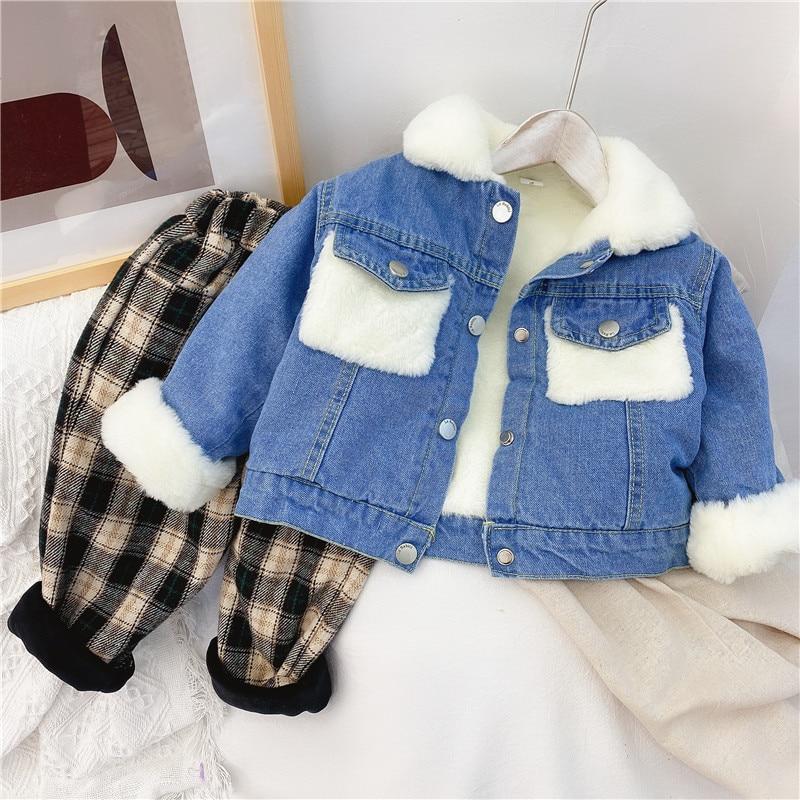 Kids Sherpa Fur Denim Jacket For Boys & Girls