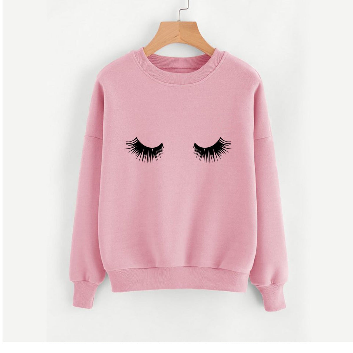 Eye Printed Fleece Full Sleeves Pull Over Sweatshirt For Women