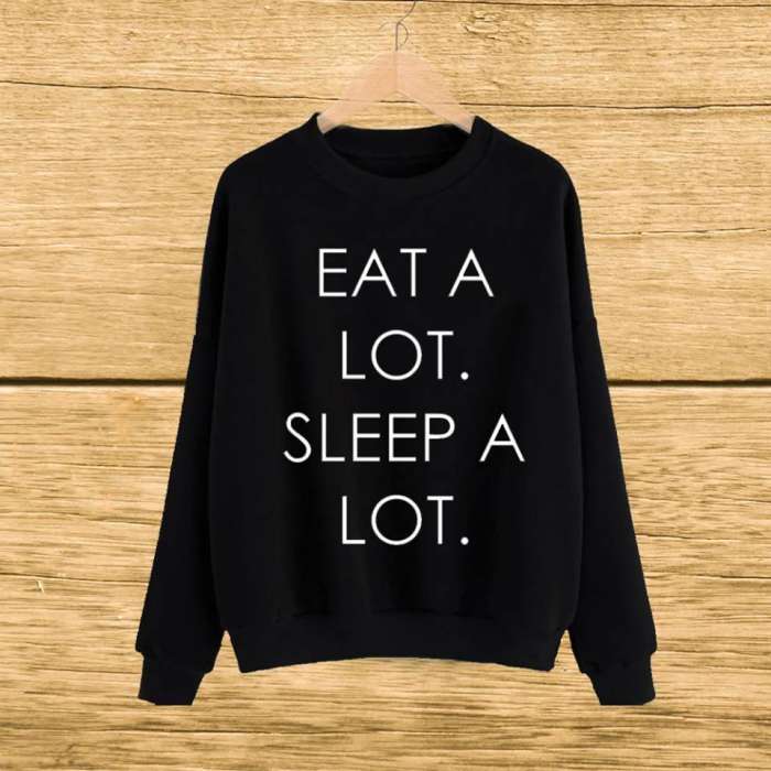 Black sleep a lot printed sweat shirt For and Women - AceCart Warm Hooded Sweatshirt in Black