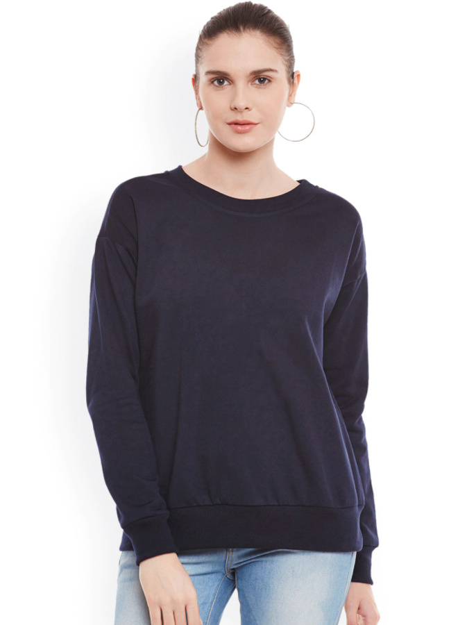 Ace Plain Basic Sweatshirt Best Fabric Navy Blue For Womens