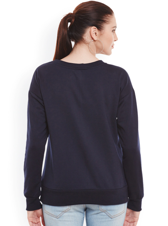 Ace Plain Basic Sweatshirt Best Fabric Navy Blue For Womens