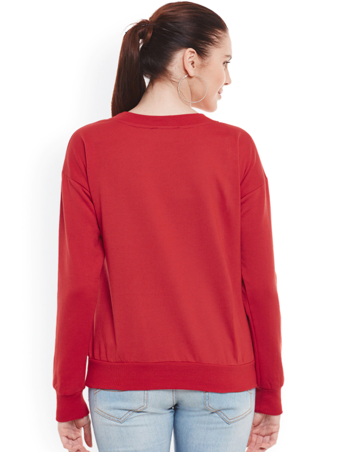 Ace Plain Basic Sweatshirt Best Fabric Red For Womens