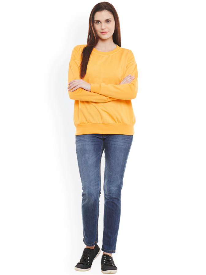 Ace Plain Basic Sweatshirt Best Fabric Yellow For Womens