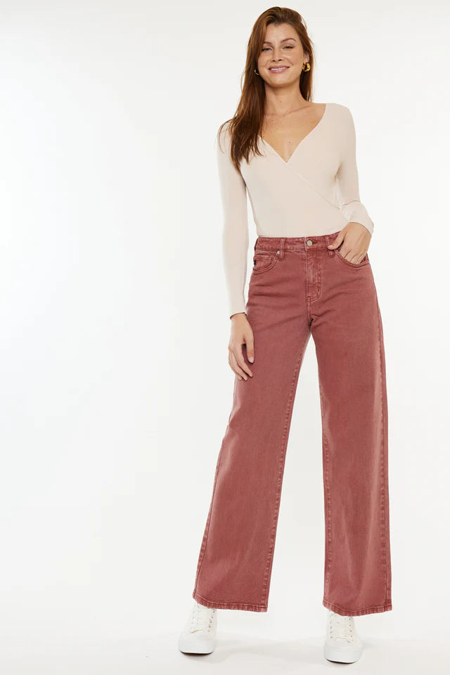 Aveline High Rise Wide Leg Jeans Rust