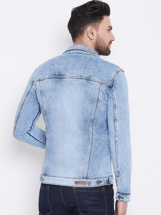 Mens Denim Jacket Light Blue - Left View - AceCart