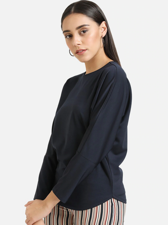 Ace Kazo Women Navy Blue Solid Sweatshirt