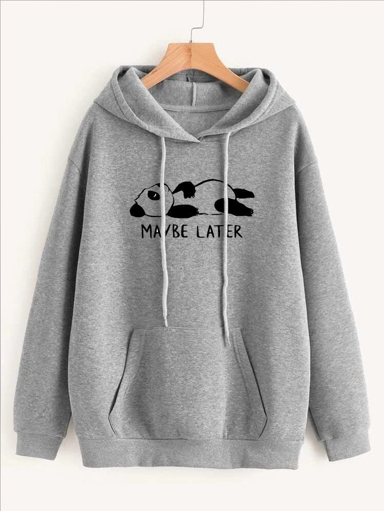 Maybe Later Printed Fleece Full Sleeves Pull Over Hoodie For Women