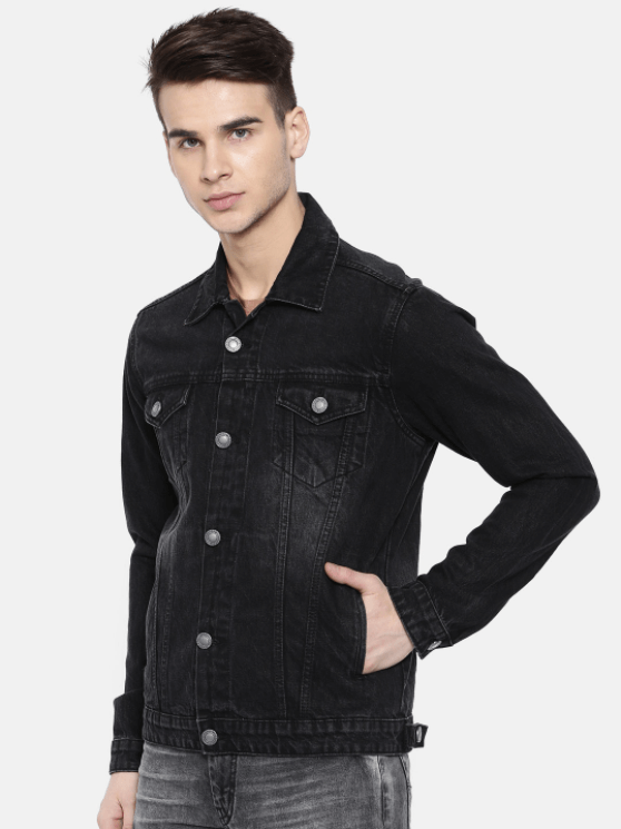 Mens Denim Jacket Black - Right View - AceCart