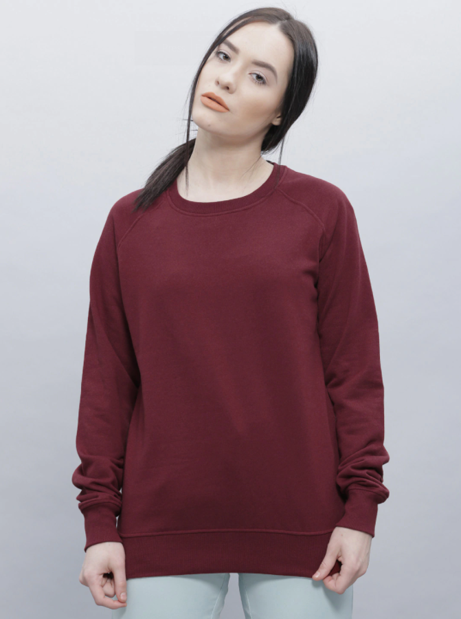 Ace Women Maroon Solid Pullover Sweatshirt