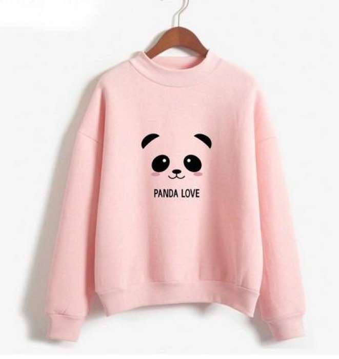 Panda Love Fleece Pullover Pocket Kangaroo Sweatshirt For Women - AceCart Warm Hooded Sweatshirt in Pink