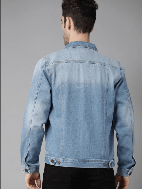 Mens Denim Jacket Light Blue - Back View - AceCart