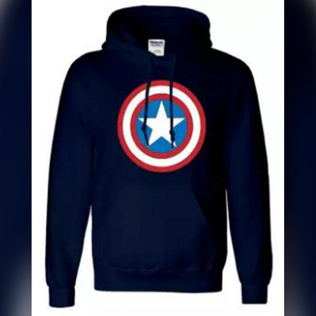 Navy Blue Cotton Printed Captain America Hoodie For Men