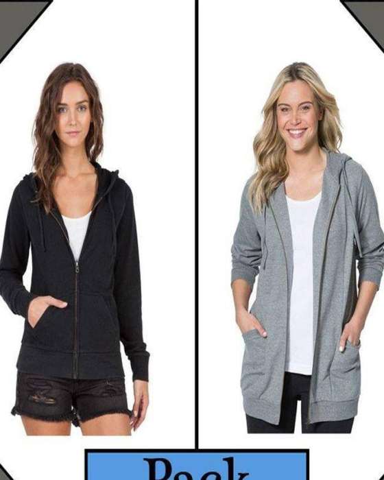 Pack of 2 black and grey zipper hoodie for and women - AceCart Warm Hooded Sweatshirt in Grey