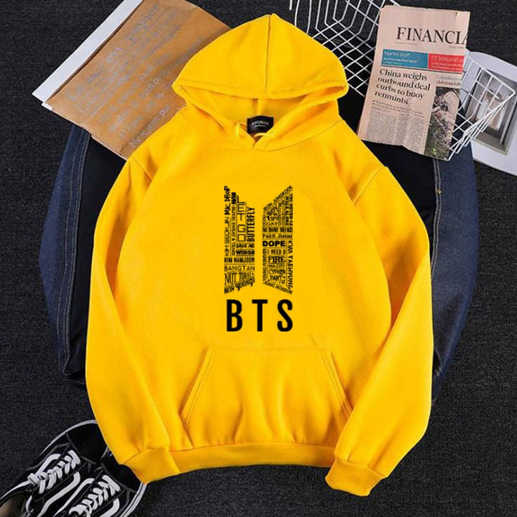 BTS Fleece Full Sleeves Pull Over Hoodie For Women