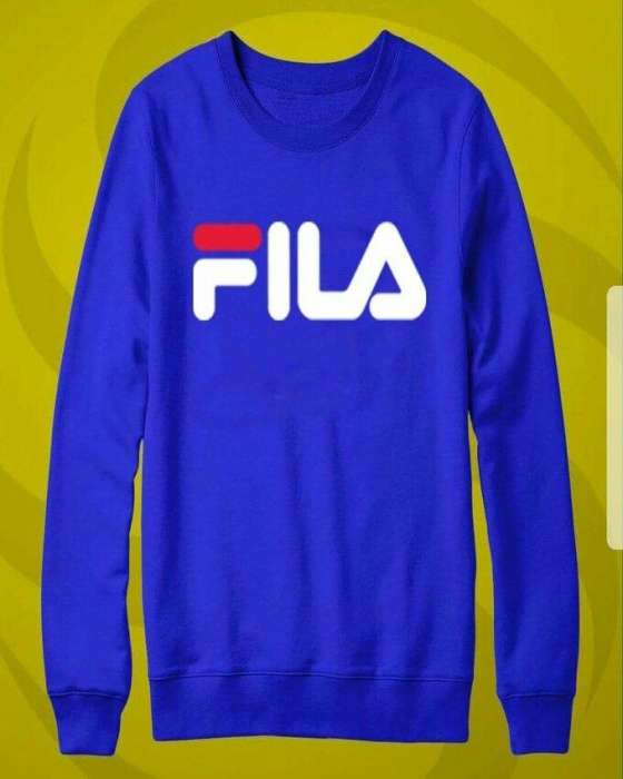 Blue Fila Printed Sweat Shirt For Women - AceCart Warm Hooded Sweatshirt in Blue