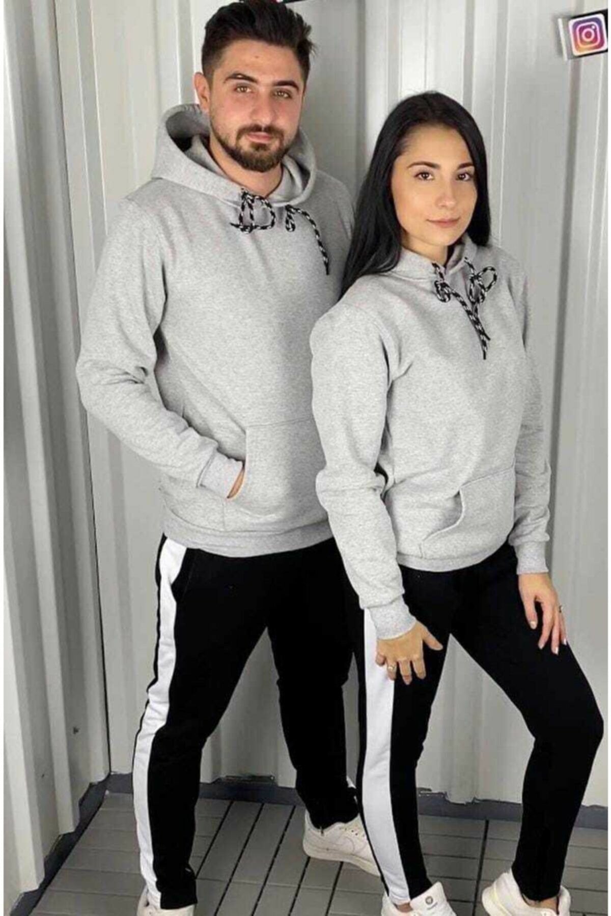 Pack of 2 Couple Hoodie Basic Plain - Front View - AceCart