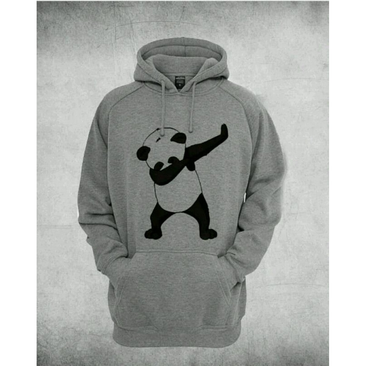 Panda Dab Grey Fleece Printed Hoodie for Women.