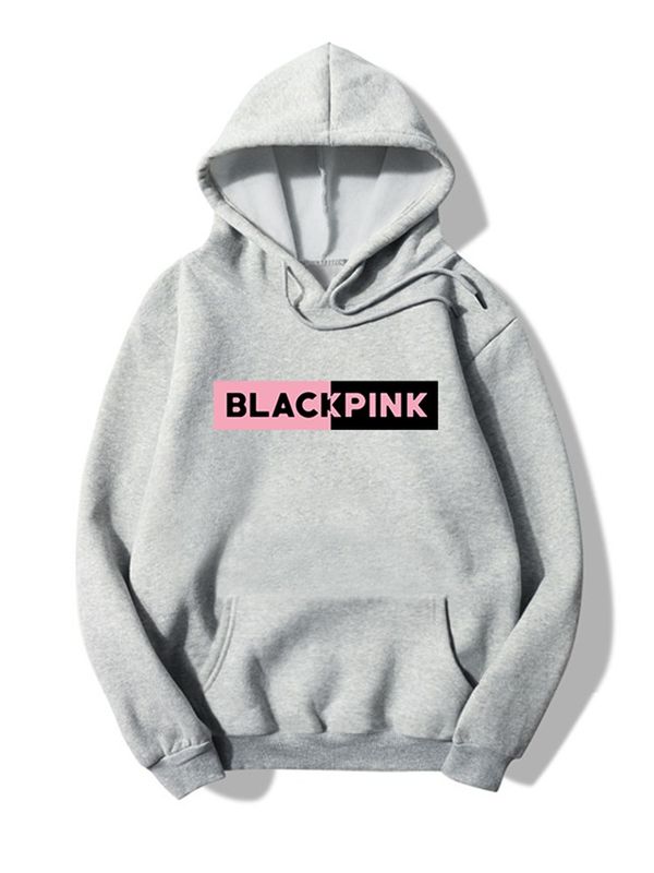 Blackpink Printed Fleece Full Sleeves Pull Over Hoodie For Women