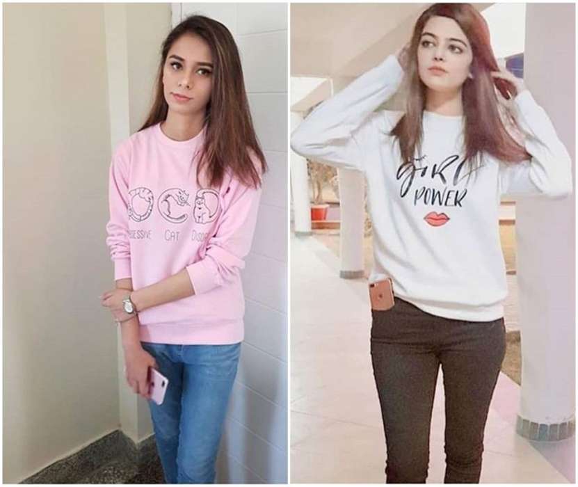 Pack of 2 Pink Obsessive Cat Disorder and White Power Printed Sweatshirts For Women s - AceCart Warm Hooded Sweatshirt in White