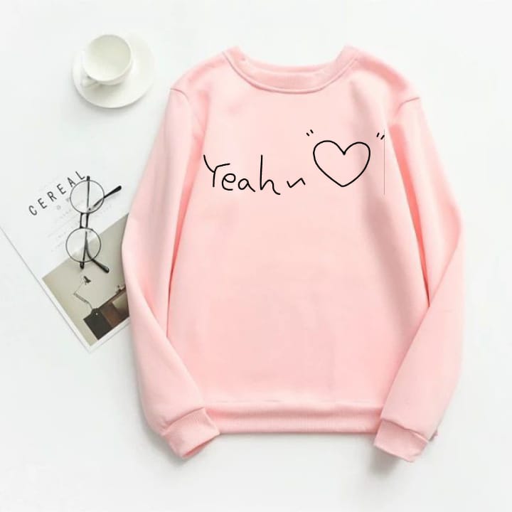 Pink Yeah Fleece Full Sleeves Sweatshirt For Women