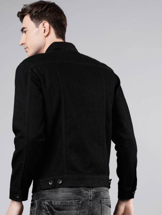 Mens Denim Jacket Black - Left View - AceCart