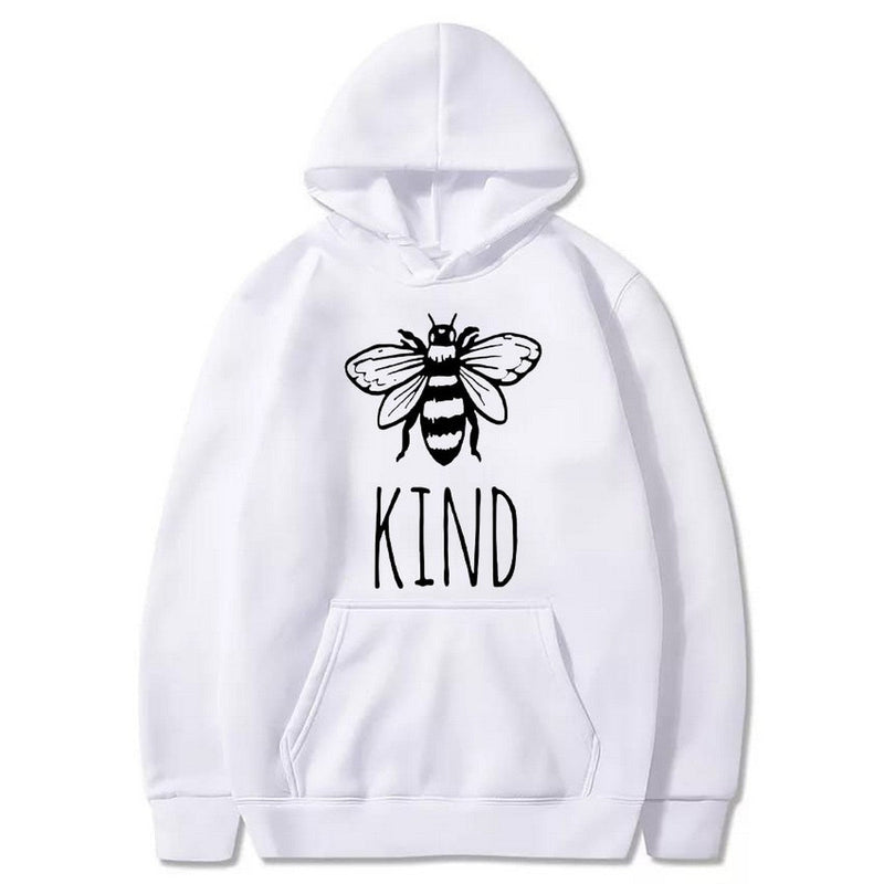 Bee Kind Printed Fleece Full Sleeves Pull Over Hoodie For Women And Men