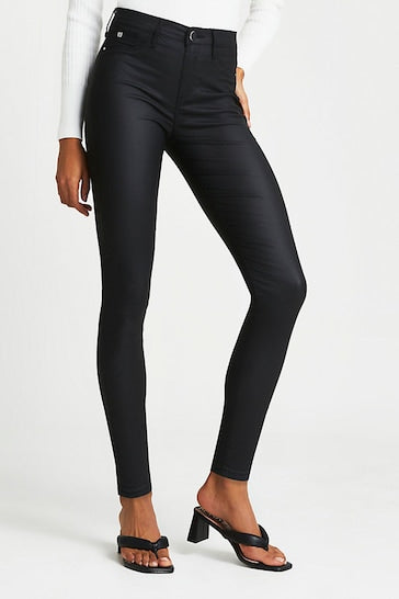 River Island Black Coated Joyride Molly Skinny Jeans - Stylish Women's Jeggings - Available In Black