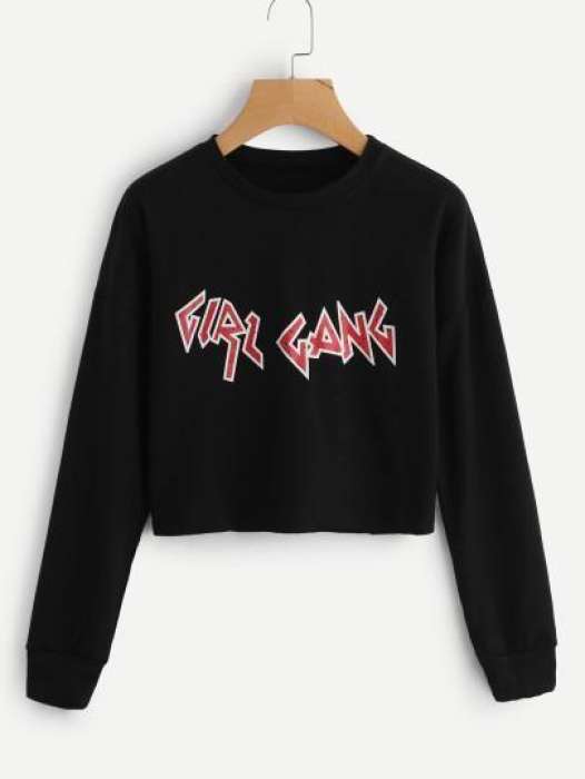 Fit Right Gang Crop sweatshirt - AceCart Warm Hooded Sweatshirt in Black