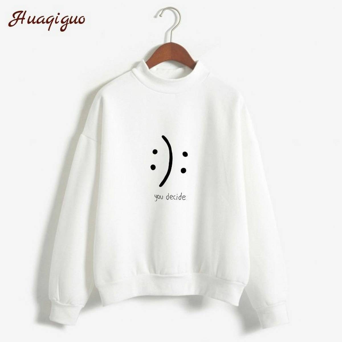 White You Decide Fleece Full Sleeves Pull Over Sweatshirt For Women