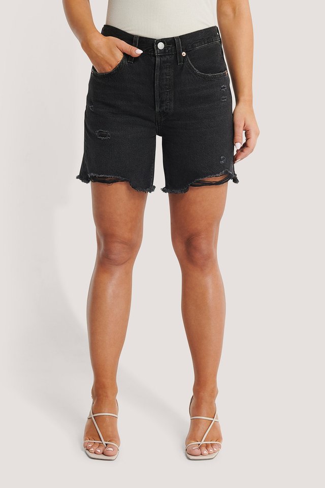 501 Mid Thigh Short Black For Womens  - Right Side View - AceCart