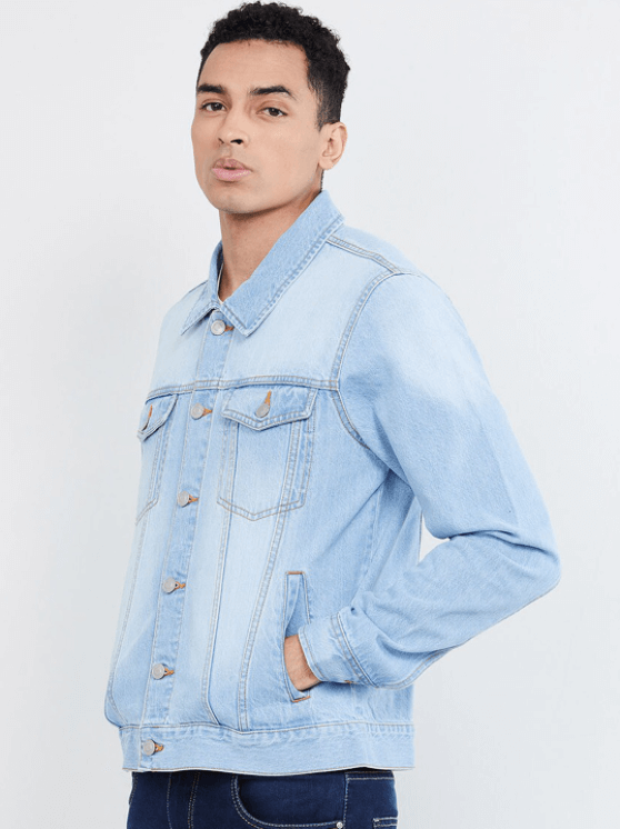 Mens Denim Jacket Light Blue - Left View - AceCart