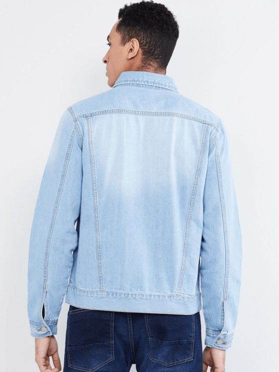 Mens Denim Jacket Light Blue - Back View - AceCart