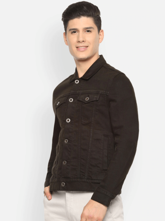 Mens Denim Jacket Black - Left View - AceCart