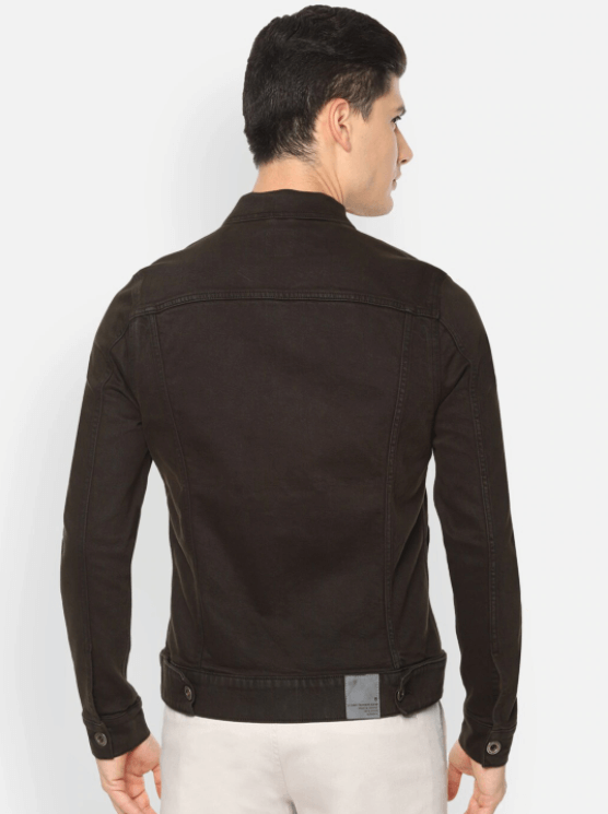 Mens Denim Jacket Black - Back View - AceCart