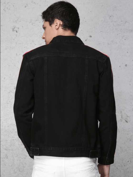 Mens Denim Jacket Black - Back View - AceCart