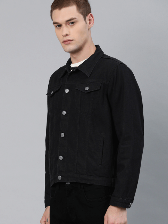 Mens Denim Jacket Black - Left View - AceCart