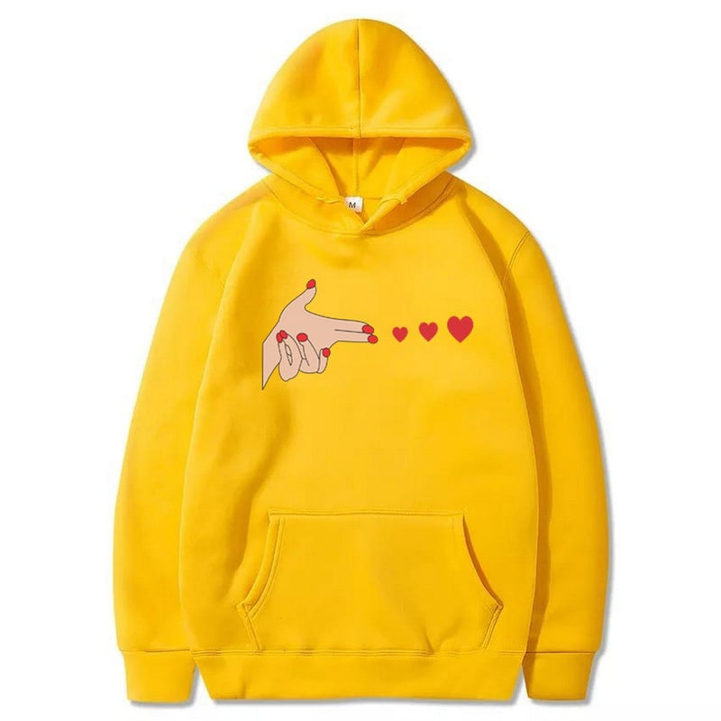 Shoot Heart Printed Fleece Full Sleeves Pull Over Hoodie For Women