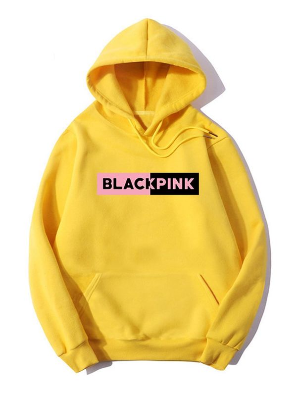 Blackpink Printed Fleece Full Sleeves Pull Over Hoodie For Women