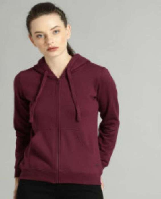 Tazmikh jEE Winter Collection Fleece Zipper Hoodie for Women - AceCart Warm Hooded Sweatshirt in Maroon