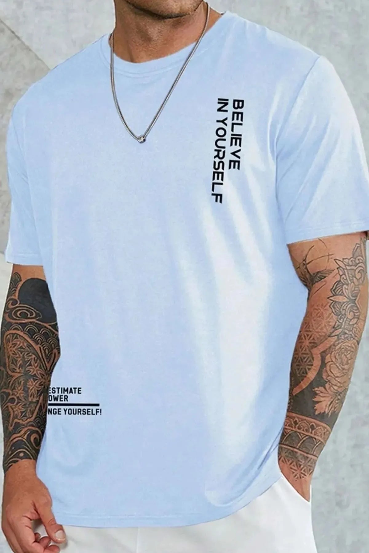 Believe In Yourself Printed White Mens Cotton T-Shirt