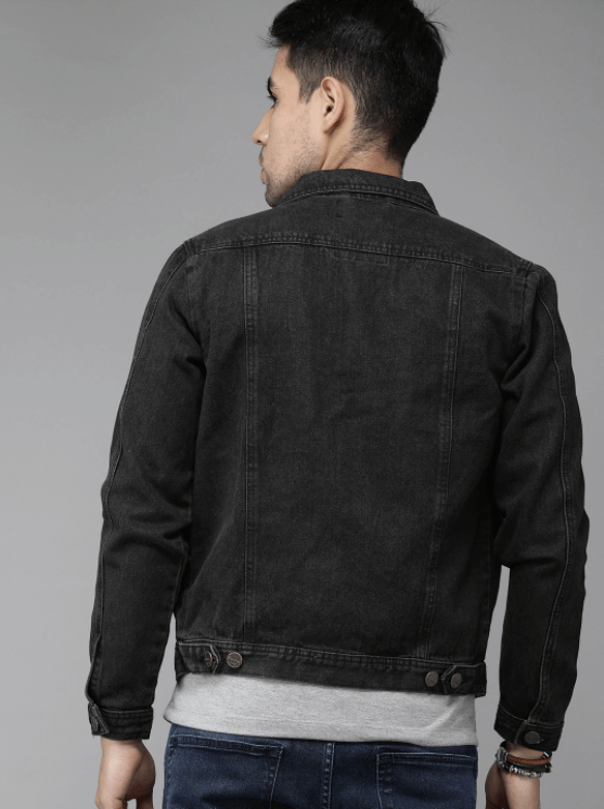 Mens Denim Jacket Black - Left View - AceCart