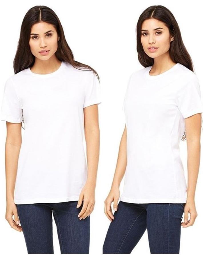 White Cotton Plain T-Shirt for Women - Front View - AceCart