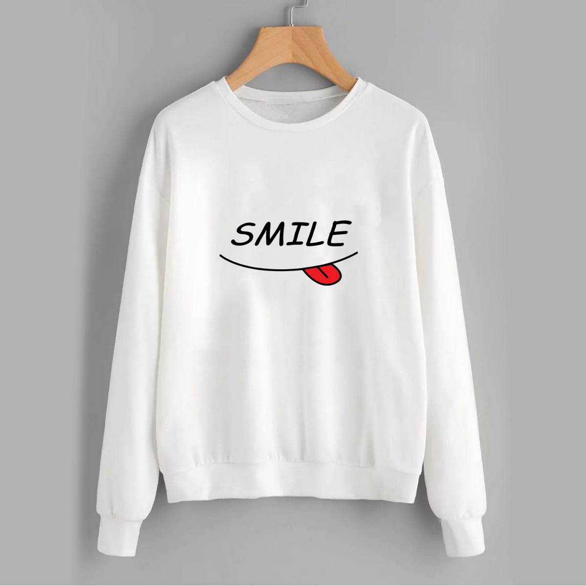 Smile Fleece Full Sleeves Pull Over Sweatshirt For Women