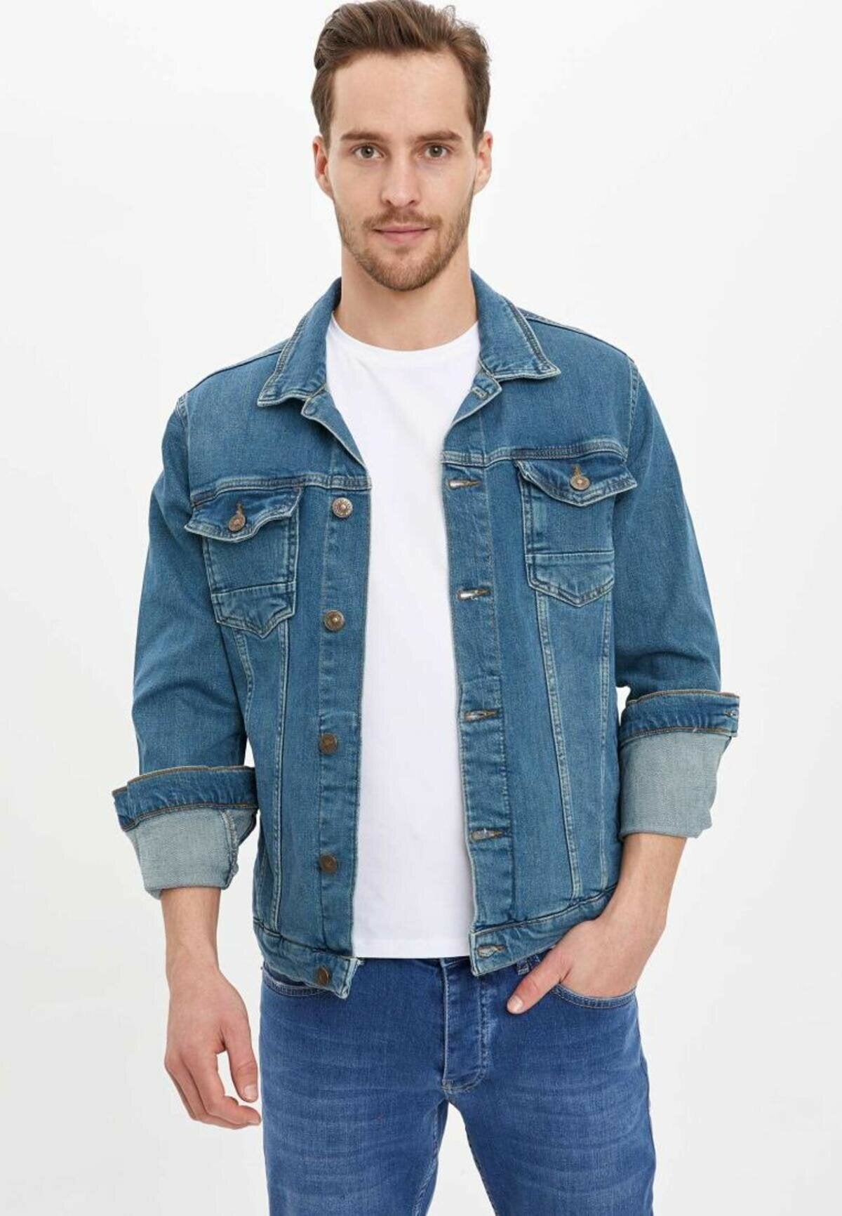 Ace Mens Denim Jacket Stretchable Fine Lycra S Blue