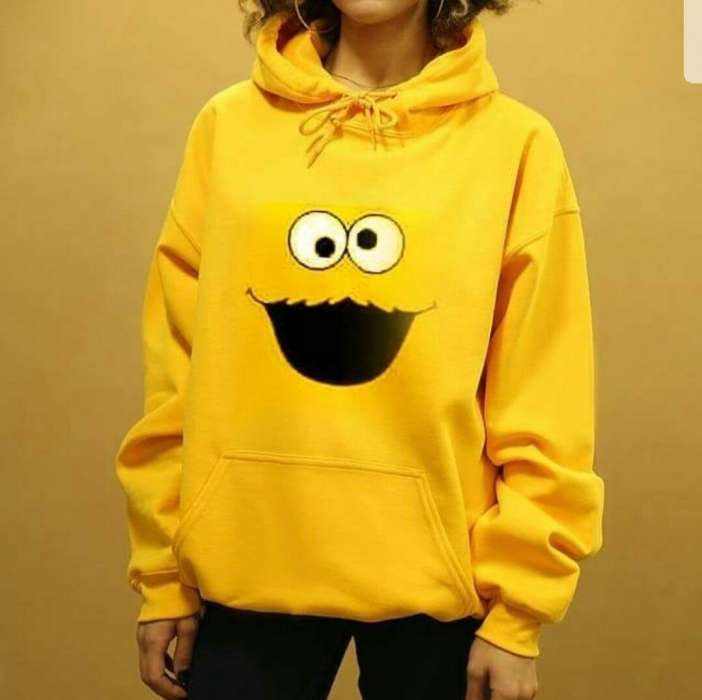 Cookie Monster Yellow Printed Hoodie For women - AceCart Warm Hooded Sweatshirt in Yellow