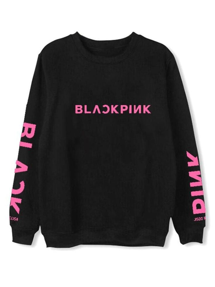 Blackpink Printed Fleece Full Sleeves Pull Over Sweatshirt For Women