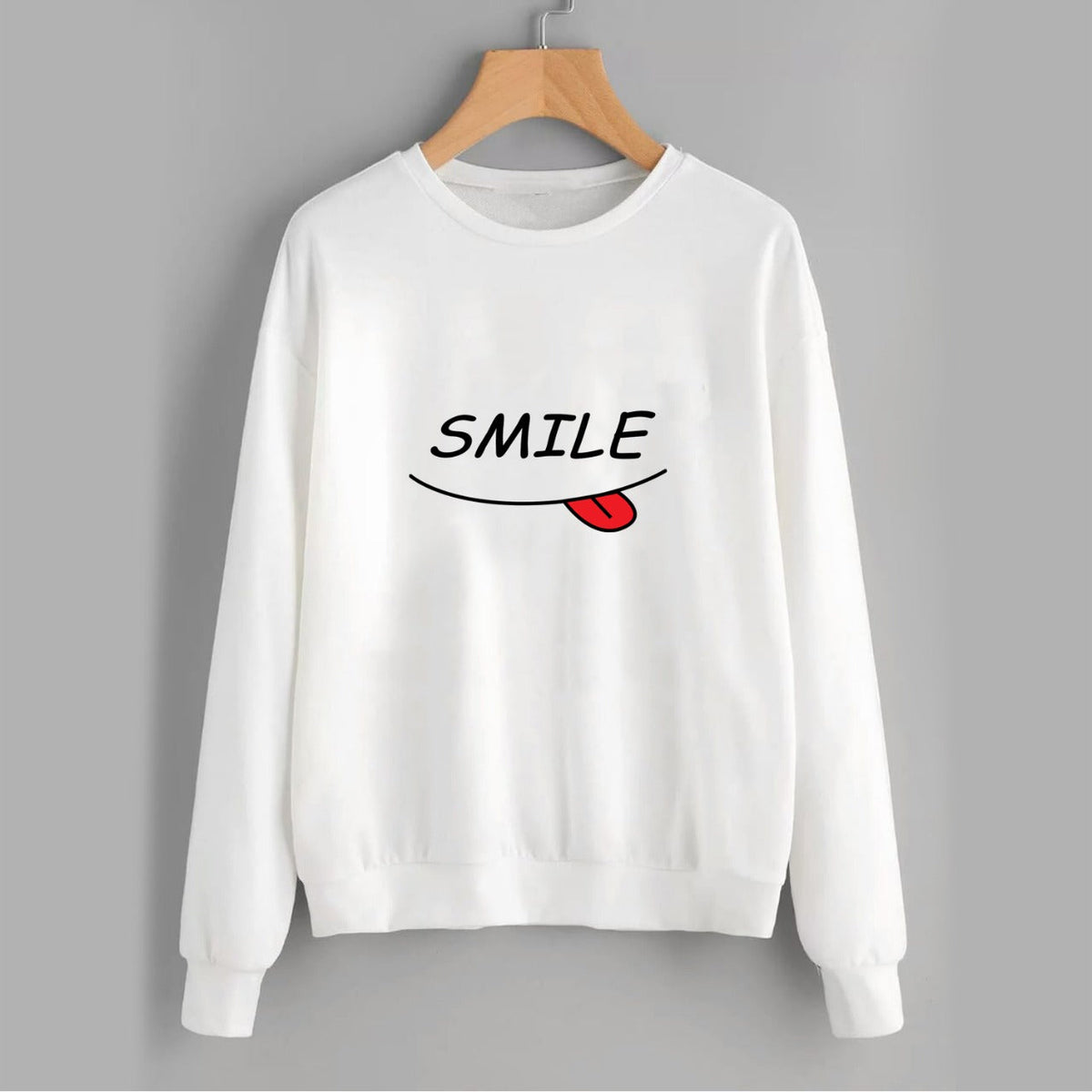 Smile Fleece Full Sleeves Pull Over Sweatshirt For Women